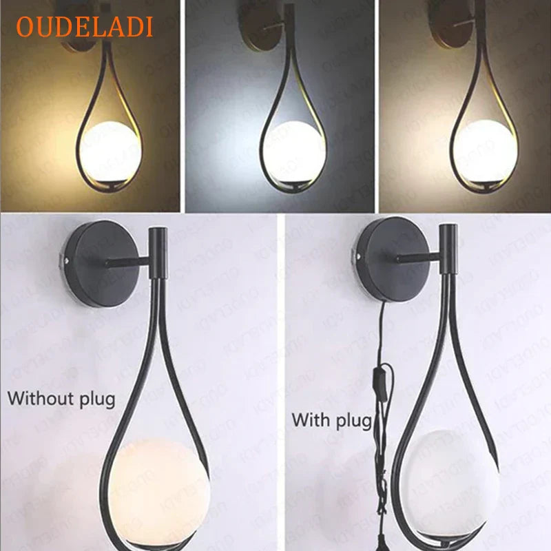 DecorBites™ Brass Glass Ball Wall Light Minimalist Living Room Decor Lighting Fixtures