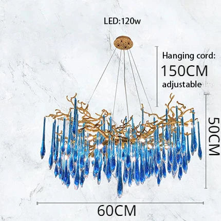 DecorBites™ Blue Crystal Chandelier: Luxe Living Room LED Lighting