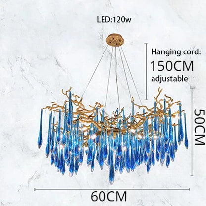 DecorBites™ Blue Crystal Chandelier: Luxe Living Room LED Lighting