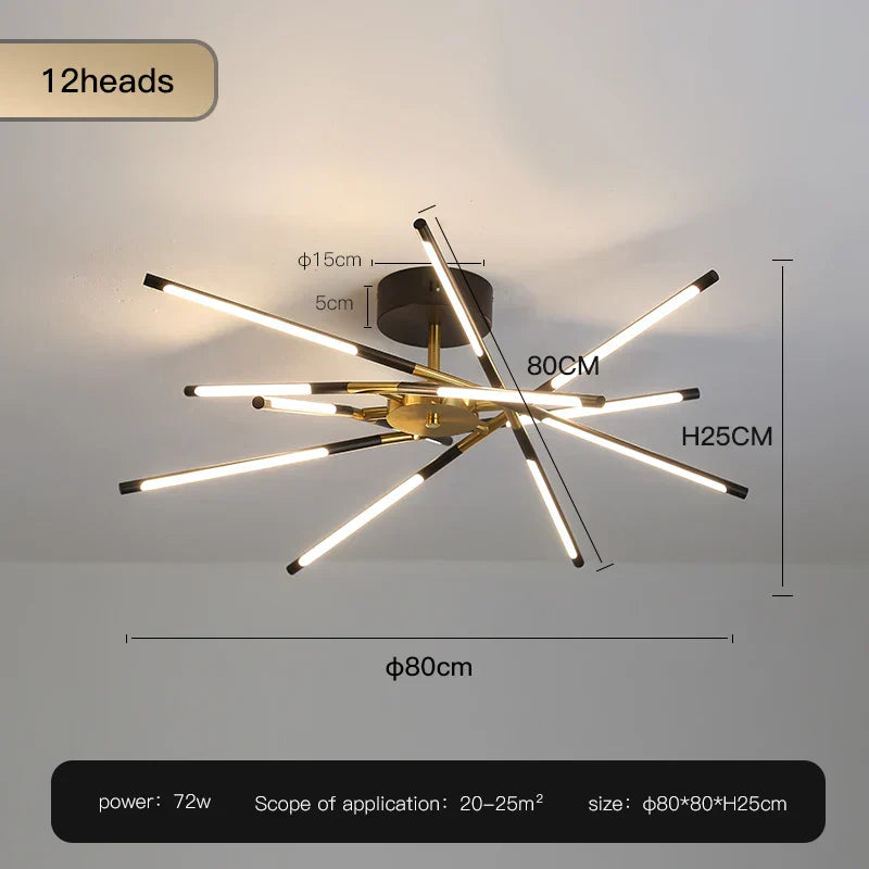 ™ Gold LED Ceiling Chandelier for Living Room Bedroom Kitchen - Dimmable Pendant Light