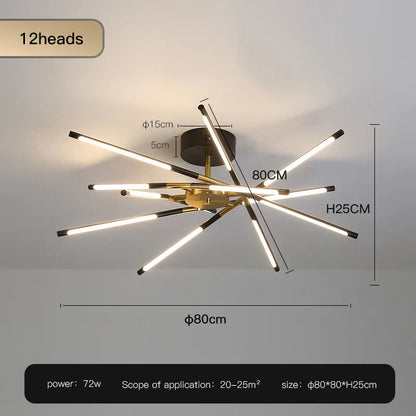 ™ Gold LED Ceiling Chandelier for Living Room Bedroom Kitchen - Dimmable Pendant Light