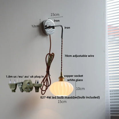 DecorBites™ Ceramic LED Wall Lamp with Pull Chain Switch, Adjustable Stair Light Sconce
