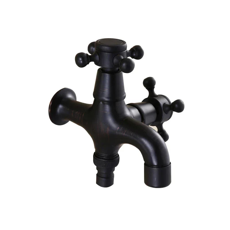 DecorBites™ Brass Black Oil Brushed Double Washing Machine Faucet Tap