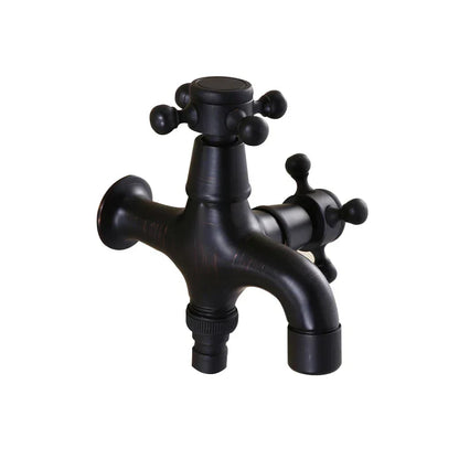 DecorBites™ Brass Black Oil Brushed Double Washing Machine Faucet Tap