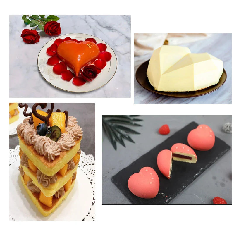 ™ Heart-Shaped Stainless Steel Mousse Mold Set - Baking Tool for Cakes & Desserts
