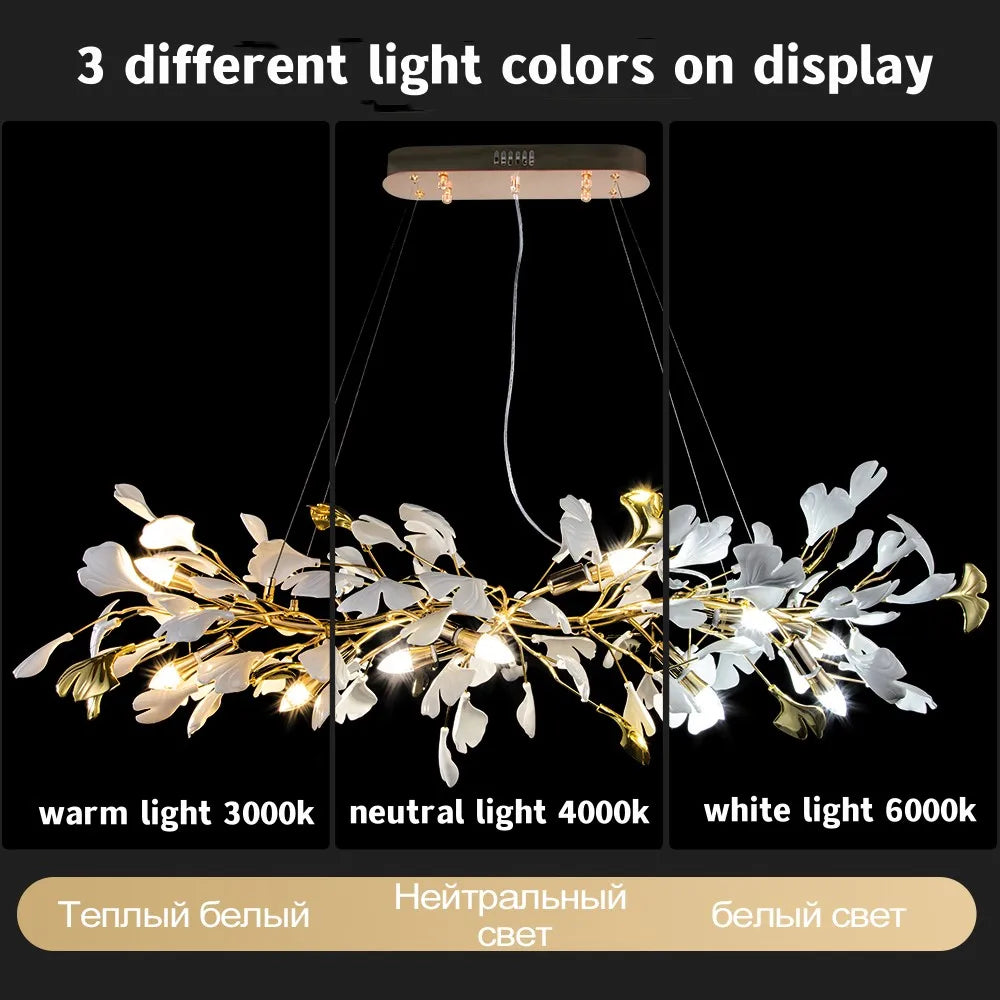 DecorBites™ Ginkgo Leaf Crystal Chandelier for Home Décor
