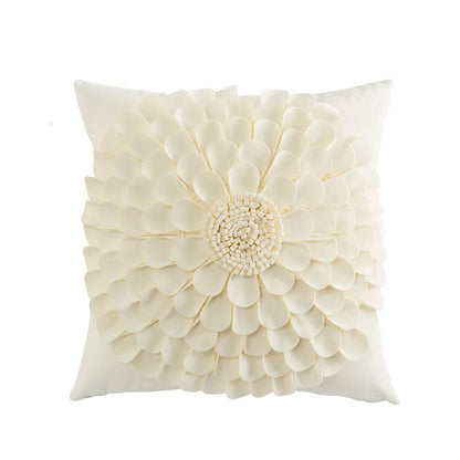 DecorBites™ 3D Velvet Flower Pillow Covers in Yellow Beige 45x45cm