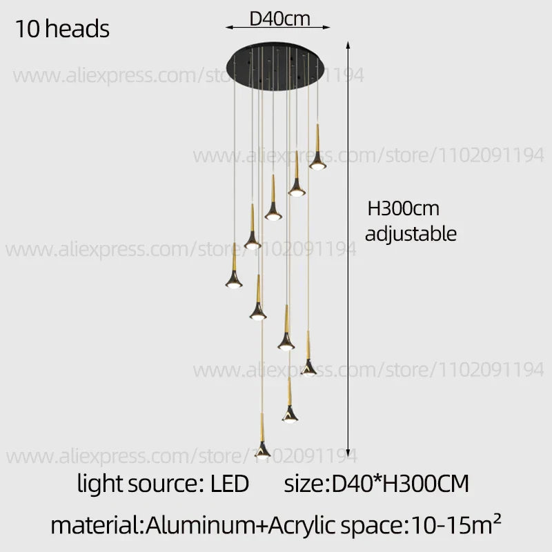 DecorBites™ Contemporary Horn Chandelier: Restaurant & Living Room Ceiling Pendant Lighting