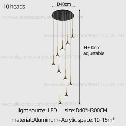 DecorBites™ Contemporary Horn Chandelier: Restaurant & Living Room Ceiling Pendant Lighting