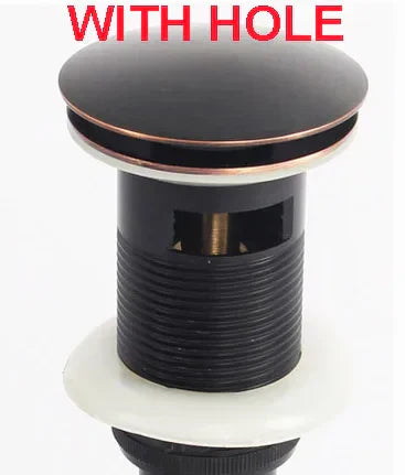 DecorBites™ Brass Pop Up Sink Drain - Antique Brass Gold Black Bathroom Basin Waste