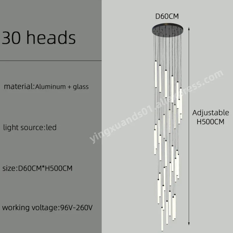 DecorBites™ LED Staircase Chandelier for Home Hotel Hall Lighting