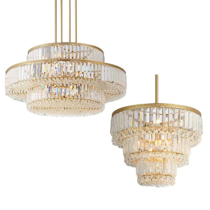 ™ Gold Crystal LED Multi-layer Pendant Lights for Living Room Bedroom Decoration