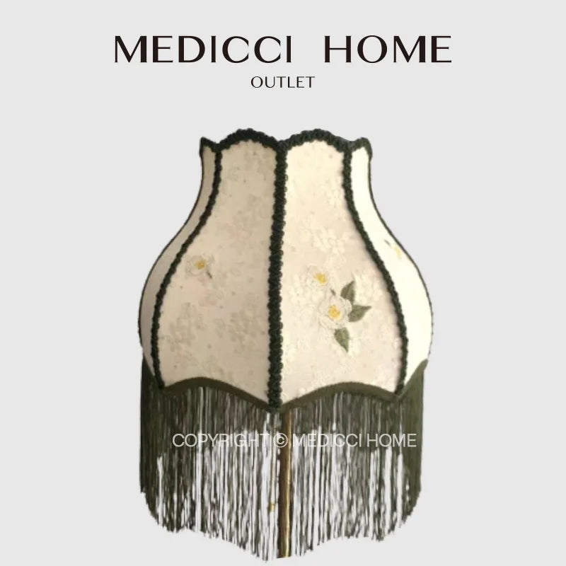 ™ Japanese Camellia Flower Jacquard Bell Lamp Shade with Tassels