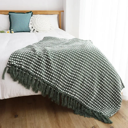 DecorBites™ Knitted Nordic White Casual Blanket - Soft & Comfortable Sofa Throw Bed End Cover for Home Decor & Travel
