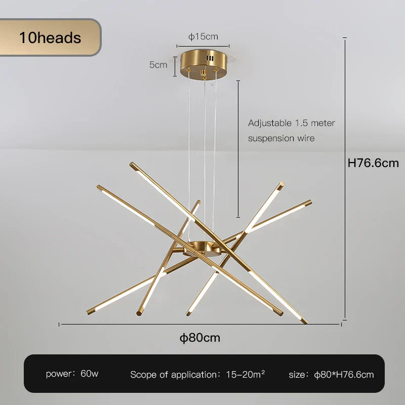 ™ Gold LED Ceiling Chandelier for Living Room Bedroom Kitchen - Dimmable Pendant Light