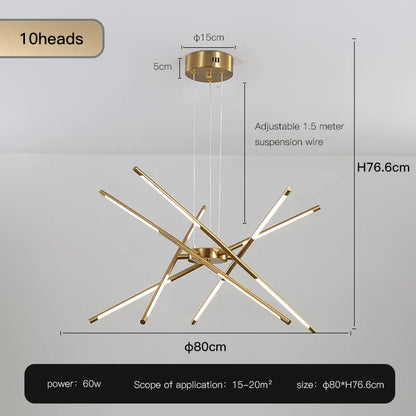™ Gold LED Ceiling Chandelier for Living Room Bedroom Kitchen - Dimmable Pendant Light