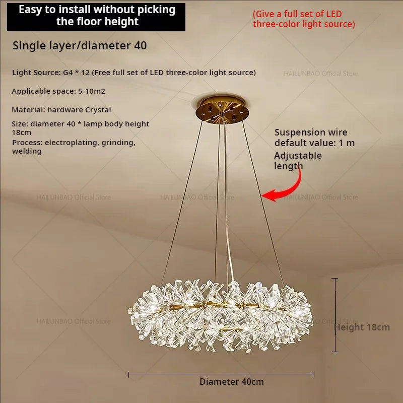 DecorBites™ Crystal Chandelier for Living and Dining Room High-End Elegant Bedroom Lighting