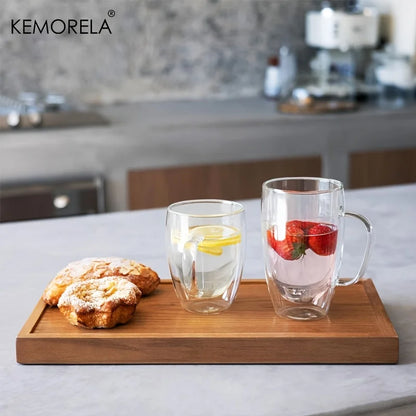 DecorBites™ Double Wall Glass Coffee Mug Set - Enjoy Your Favorite Beverages in Style