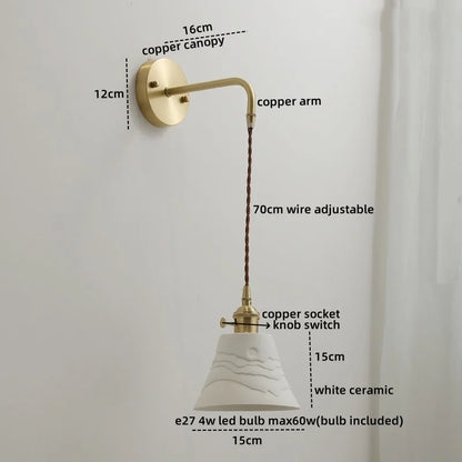 DecorBites™ Ceramic Copper LED Wall Lamp with Pull Chain Switch for Modern Style Interiors