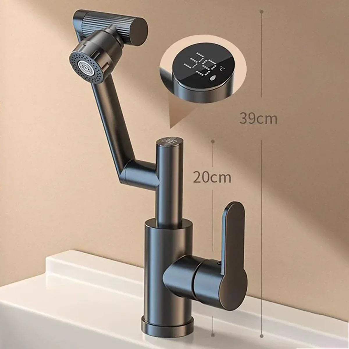 DecorBites™ LED Basin Faucet 360 Rotation Stream Sprayer Hot Cold Water Sink Mixer