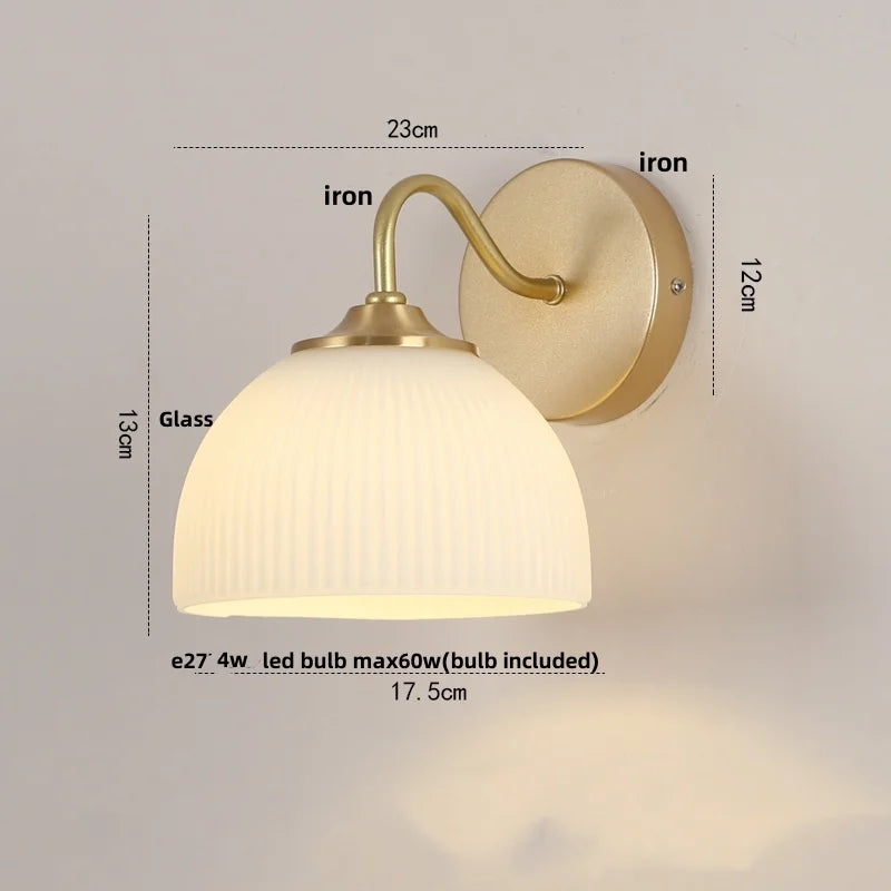 DecorBites™ LED Glass Wall Sconce Pull Chain Switch Modern Stair Light Fixtures
