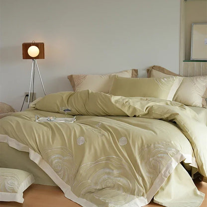 DecorBites™ Brushed Volcanic Fleece Cotton Duvet Cover Set with Embroidered Details