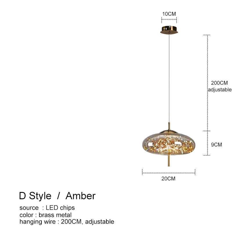DecorBites™ Amber Glass Chandelier: Luxury Pendant Lighting for Bedroom, Dining Room, Kitchen, Restaurant