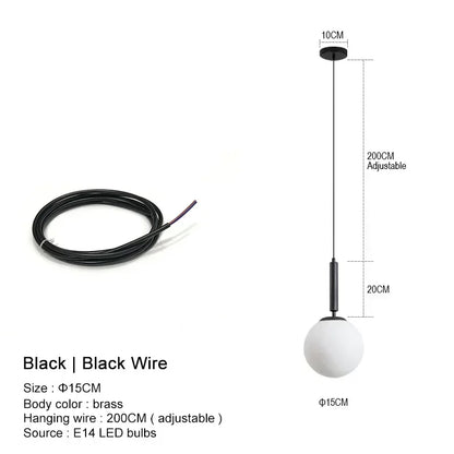 DecorBites™ Glass Ball LED Pendant Chandelier for Bedroom Dining Room Kitchen Island