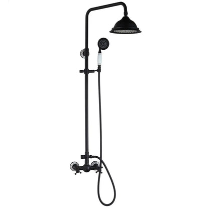DecorBites™ 8" Black Rain Shower Head Set with Hand Spray and Mixer Faucet