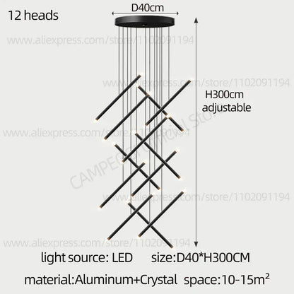 DecorBites™ LED Staircase Pendant Chandelier, Modern Nordic Restaurant Hanging Light