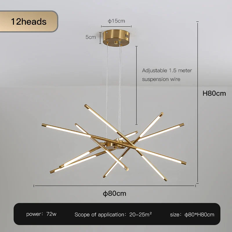 ™ Gold LED Ceiling Chandelier for Living Room Bedroom Kitchen - Dimmable Pendant Light