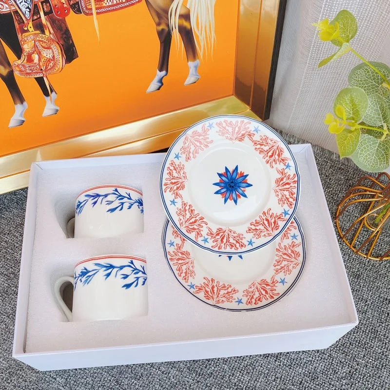 DecorBites™ Bone China Coffee and Tea Cup Set with Saucer, Teaware, Dessert Dish