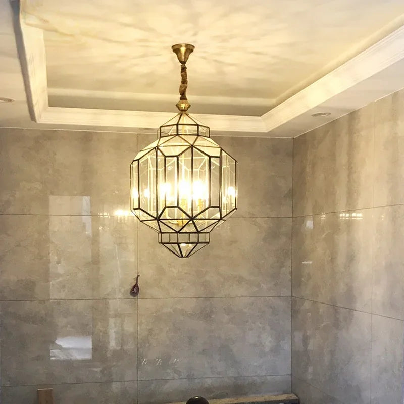 DecorBites™ Antique Glass Pendant LED Lamp Copper Vintage Glass Pendant Light