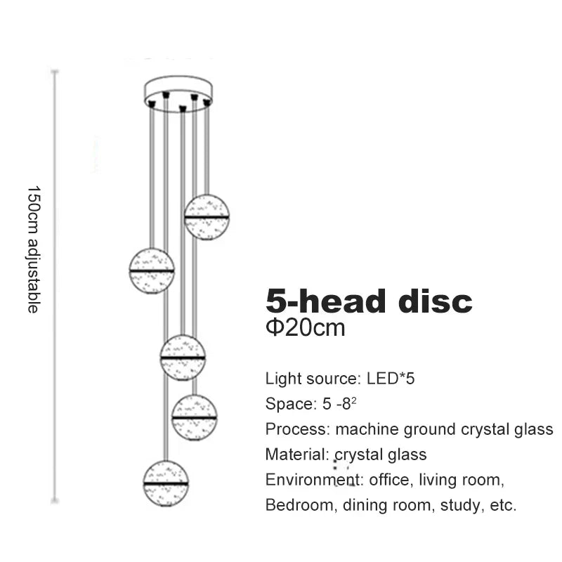 DecorBites™ Crystal Ceiling Chandelier for Staircase & Hallway, Elegant Long Cable Pendant Light