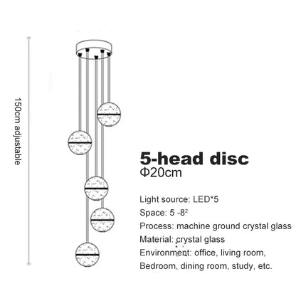 DecorBites™ Crystal Ball Chandelier Pendant Light for Staircase Hallway Bar Décor
