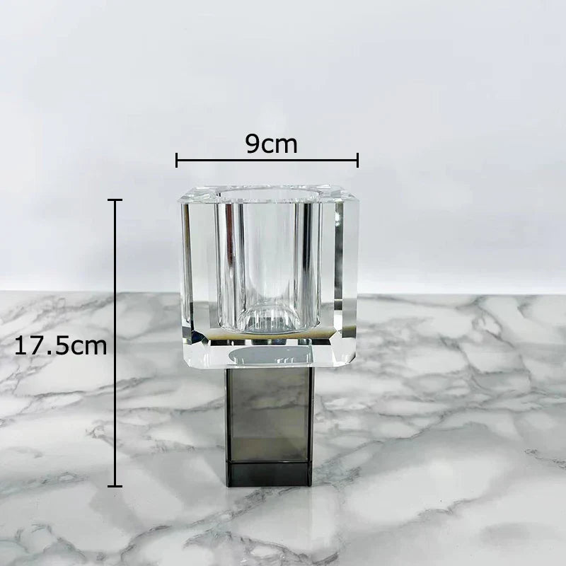 DecorBites™ Crystal Glass Vase with Artificial Flowers, Modern Home Decor