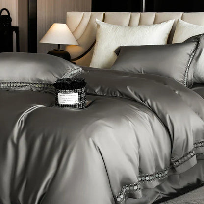 DecorBites™ Eucalyptus Fiber Duvet Cover Set: Soft, Silky, Cool, Hollow Edge, Summer Bedding