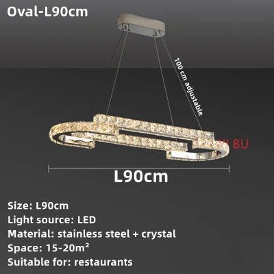 DecorBites™ Crystal Ceiling Chandelier, Stainless Steel Mirror Led Indoor Lighting