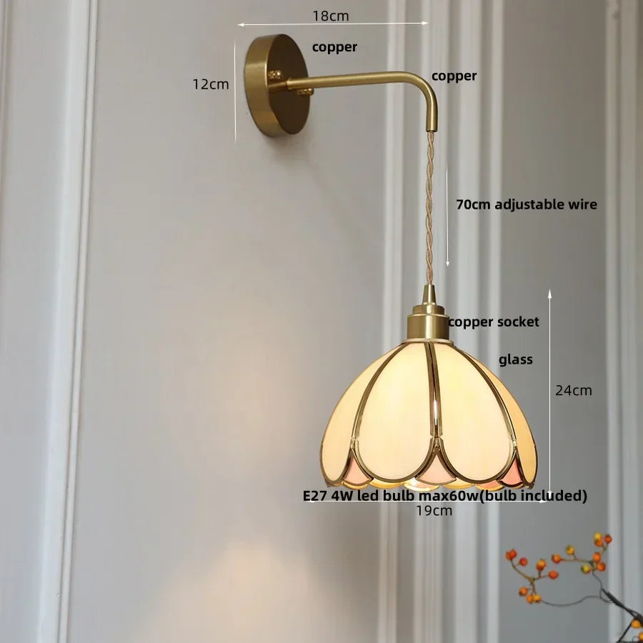 DecorBites™ Amber Glass LED Wall Light for Bedroom & Staircase - Modern Nordic Plug-In Fixture