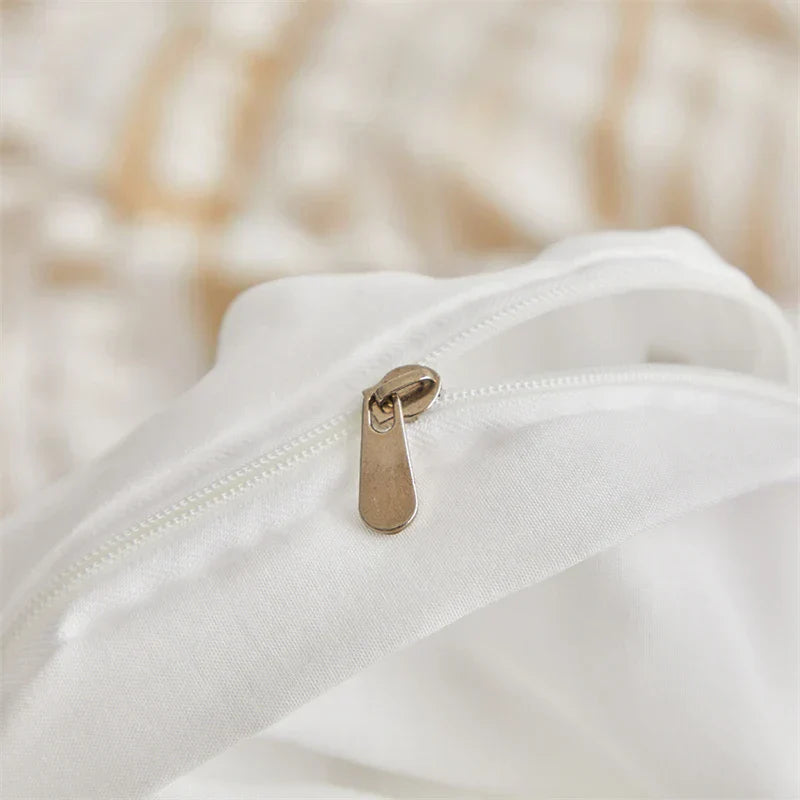 DecorBites™ Boho Stripe Furball Duvet Set: High-Quality King Size Bedding with Tassels