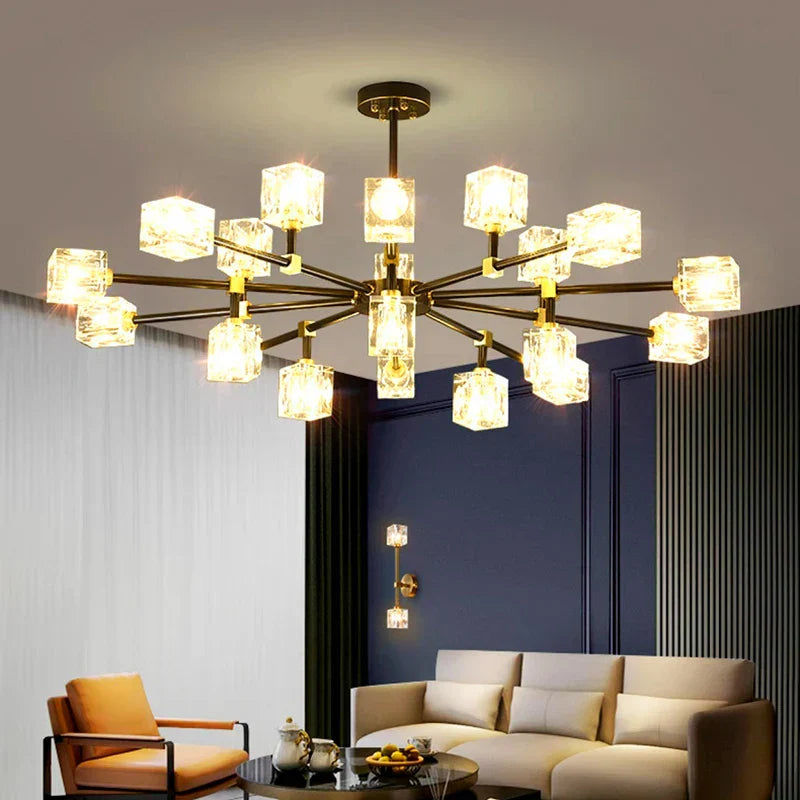 DecorBites™ Crystal Chandelier Pendant Light for Living Room Bedroom Ceiling, Luxury Indoor Lighting