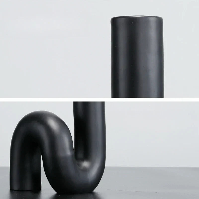 DecorBites™ Black Pipe Geometric Resin Twist Knot Figurine - Home Decor Accessory