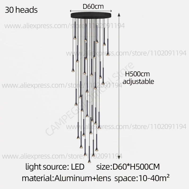 DecorBites™ Horn-Shaped Nordic Pendant Lamp for Modern Living Room and Staircase