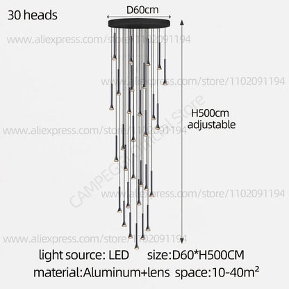 DecorBites™ Horn-Shaped Nordic Pendant Lamp for Modern Living Room and Staircase