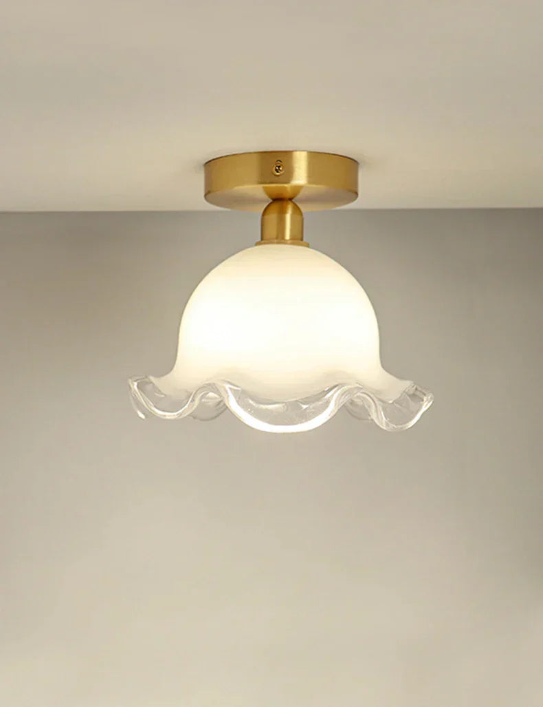 DecorBites™ Antique Glass Ceiling Light: Elegant French Design, Unique Modern Brass Luminaria