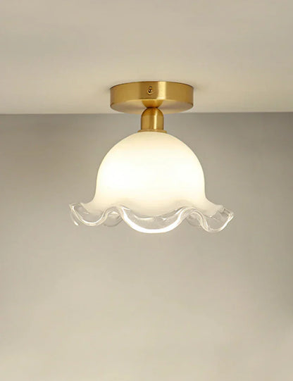 DecorBites™ Antique Glass Ceiling Light: Elegant French Design, Unique Modern Brass Luminaria