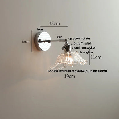 DecorBites™ LED Glass Wall Light Fixture Modern Rotate Bedside Lamp Wandlamp