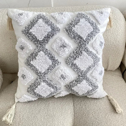 DecorBites™ Geometric Tufted Tassel Cushion Cover 30x50cm/45x45cm