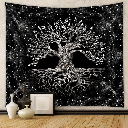 DecorBites™ Astrology Chart Tarot Tapestry Wheel Sun Moon Tree Mushroom Wall Hanging