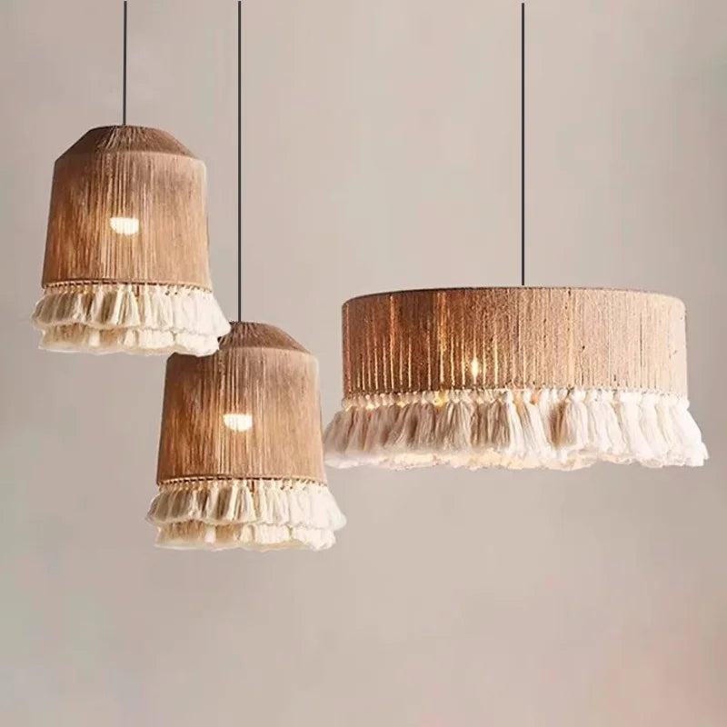 DecorBites™ Hemp Rope E27 LED Pendant Lights Chandelier Lighting - Nordic Minimalism